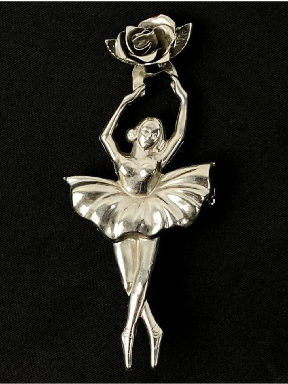Coro Ballerina Vintage Brooch Silver Tone Metal